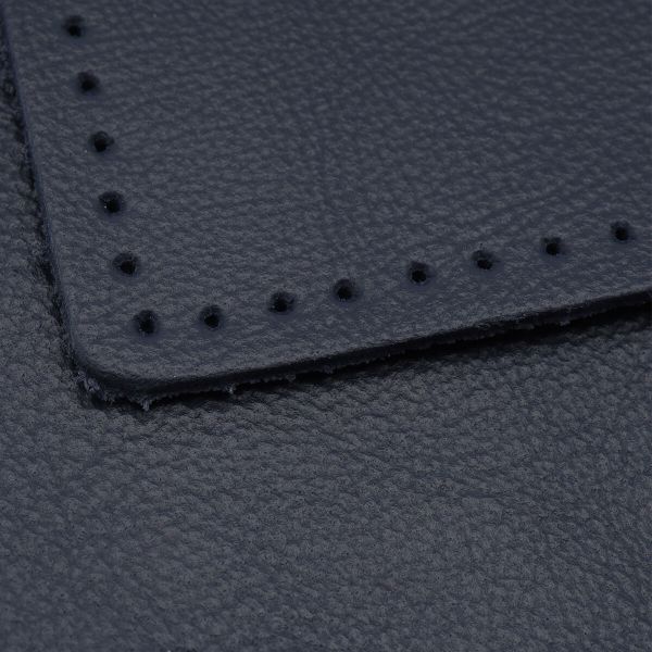 Заплатки пришивные из кожи, прямоугольник 6х9,6см с перфорацией, 2 шт, 100% кожа, 05 темно-синий, 9113