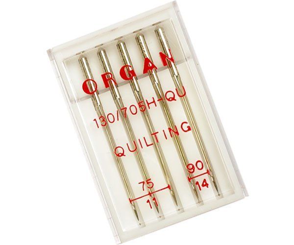 Иглы для швейных машин для квилтинга 130/705 H-QU, №75-90, 5 игл, ORGAN