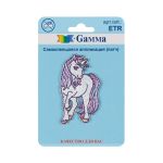 Самоклеящаяся аппликация (патч) №01, 1 шт, 01-107 Единорог 3.2х5.6 см, Gamma ETR