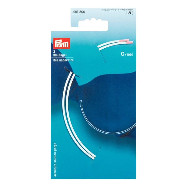 Косточки для бюстгальтера (каркасы) металл 145 мм (разм. C (100)), 2 шт, белые, A Prym