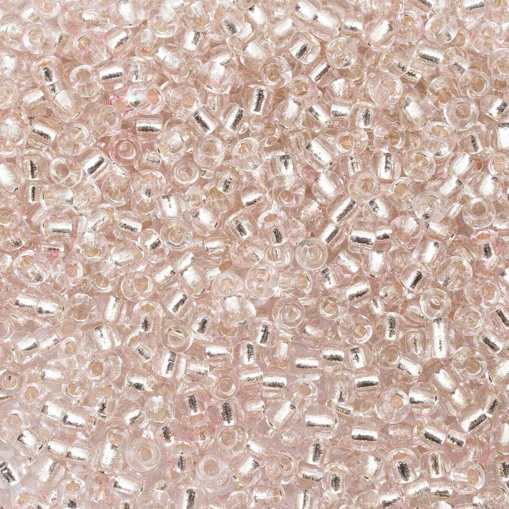 Бисер Astra&Craft 11/0 (2.1 мм), 200 г (10х20 г), цв. 1101 бежево-розовый/прозр.серебрист.центр (круг.отв.)