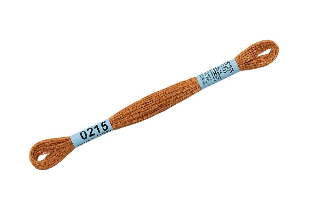 Мулине Gamma 100% хлопок, цв.0215 золотисто-коричневый, 24 мотка по 8 метров