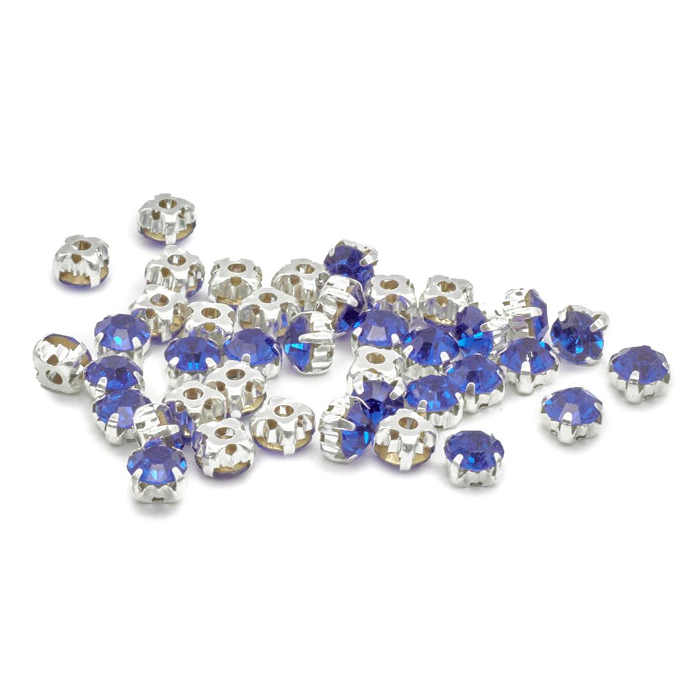 Хрустальные стразы в цапах/серебро, 6мм, 40 шт/упак, Astra&Craft (25 синий), 4AR169/176