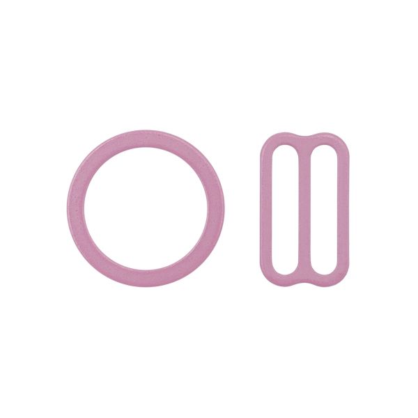 Набор фурнитуры для бюстгальтера металл (кольца ⌀14 мм + регуляторы 15 мм по 4 шт), 1381 сирень, 27809