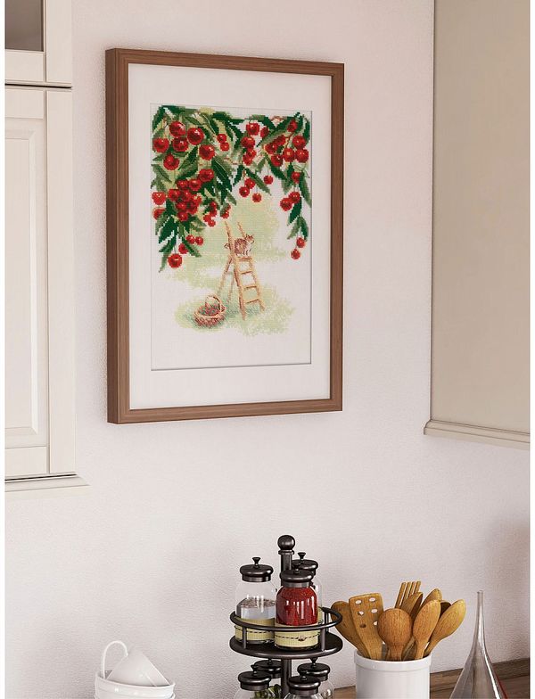 Набор для вышивания нитками Риолис 2205, Вишневый сад, 21х30 см