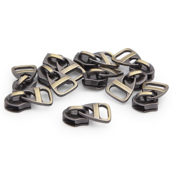 Слайдер (замок) для молнии спираль Т5 (5 мм), автомат, антик, 763, 10 шт