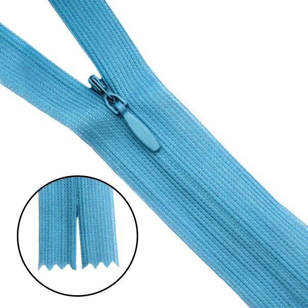 Молния потайная (скрытая) Т3 (3 мм) 1 зам., н/раз., 20 см, нейлон, F206 голубой опал, 10 шт