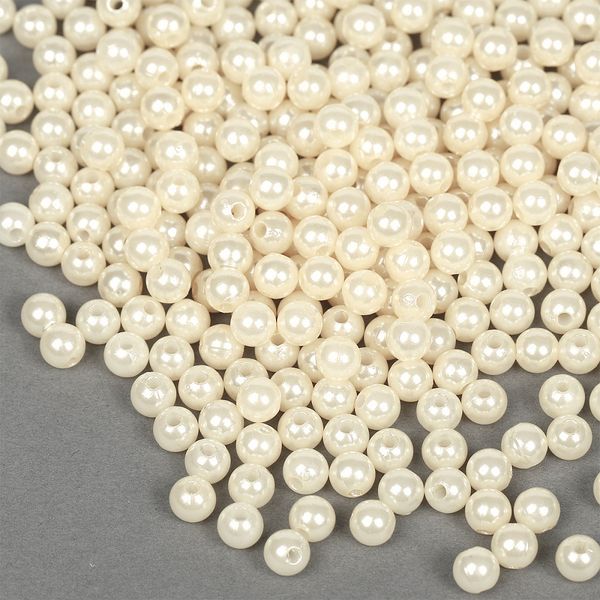 Бусины пластик (перламутр) ⌀6 мм, цв. 001 молочный, 50 гр. (483 шт), Magic4Hobby