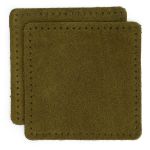 Заплатки пришивные из замши, квадрат 8см с перфорацией, 2 шт, 100% кожа, 33 хаки, 59122