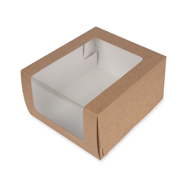 Кондитерская коробка для торта с 1 окном 18х18х10 см, №2 крафт, S-Chief BFC-008