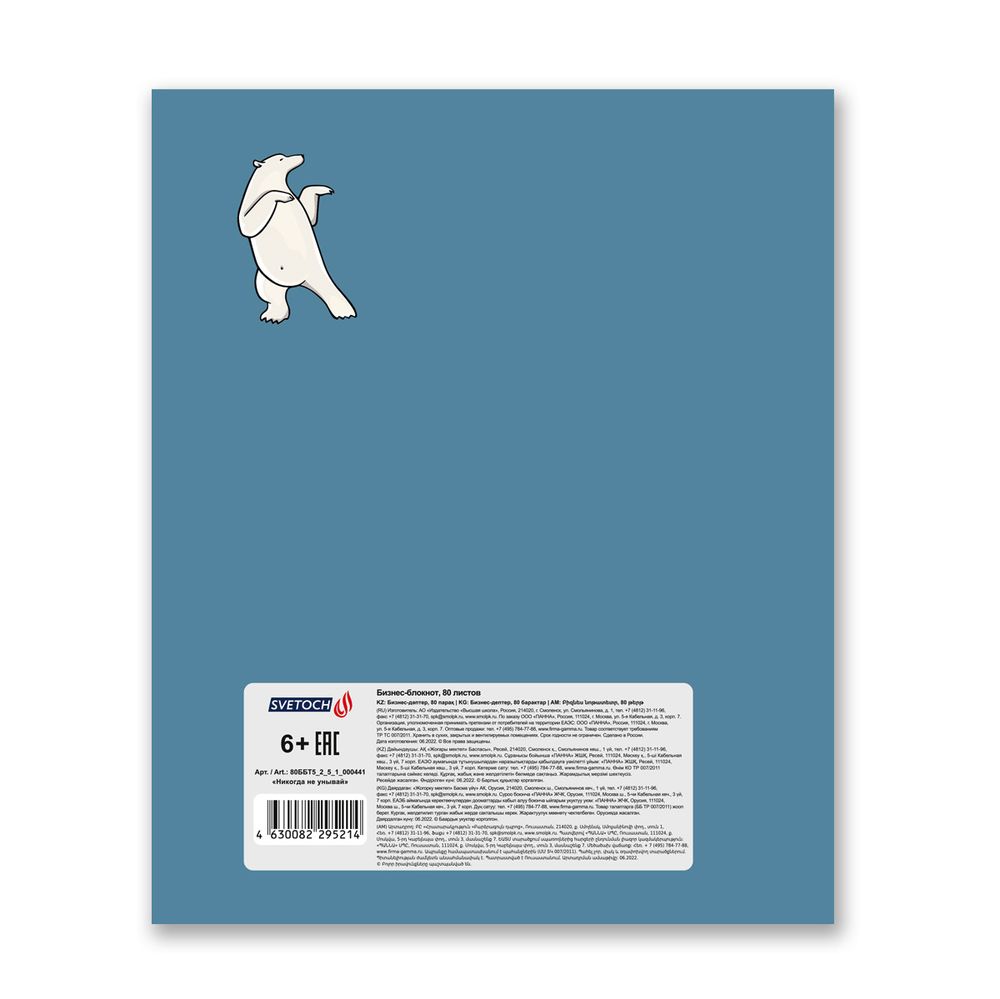 Бизнес-блокнот, матовая ламинация, A5+ 80 л. 18 шт, клетка, Никогда не унывай 000441, Светоч 80ББТ5_2_5_1