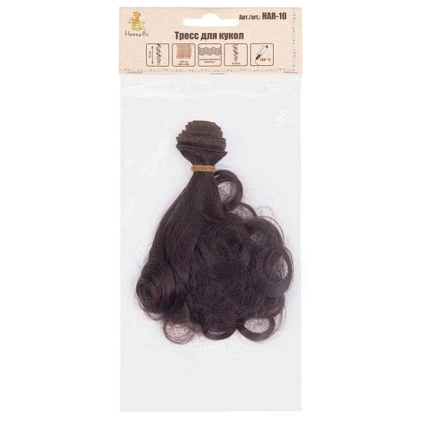 Трессы для кукол 15 см, 100 см, 25 г, 14 т.каштановый, HobbyBe HAR-10