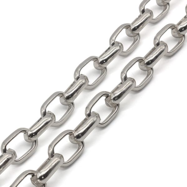Цепь декоративная алюминий 12.4х10.1 мм, 10 метров, никель, K11349