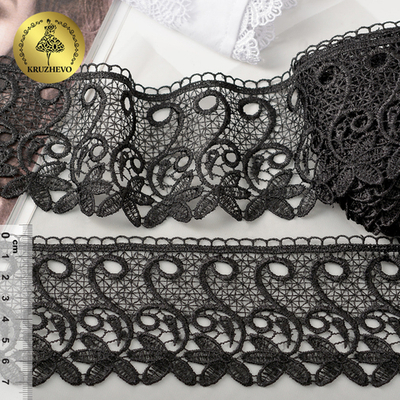 Кружево гипюр (плетёное) 70 мм, диз. 110, цв.05 черный, уп. 9 м, Kruzhevo