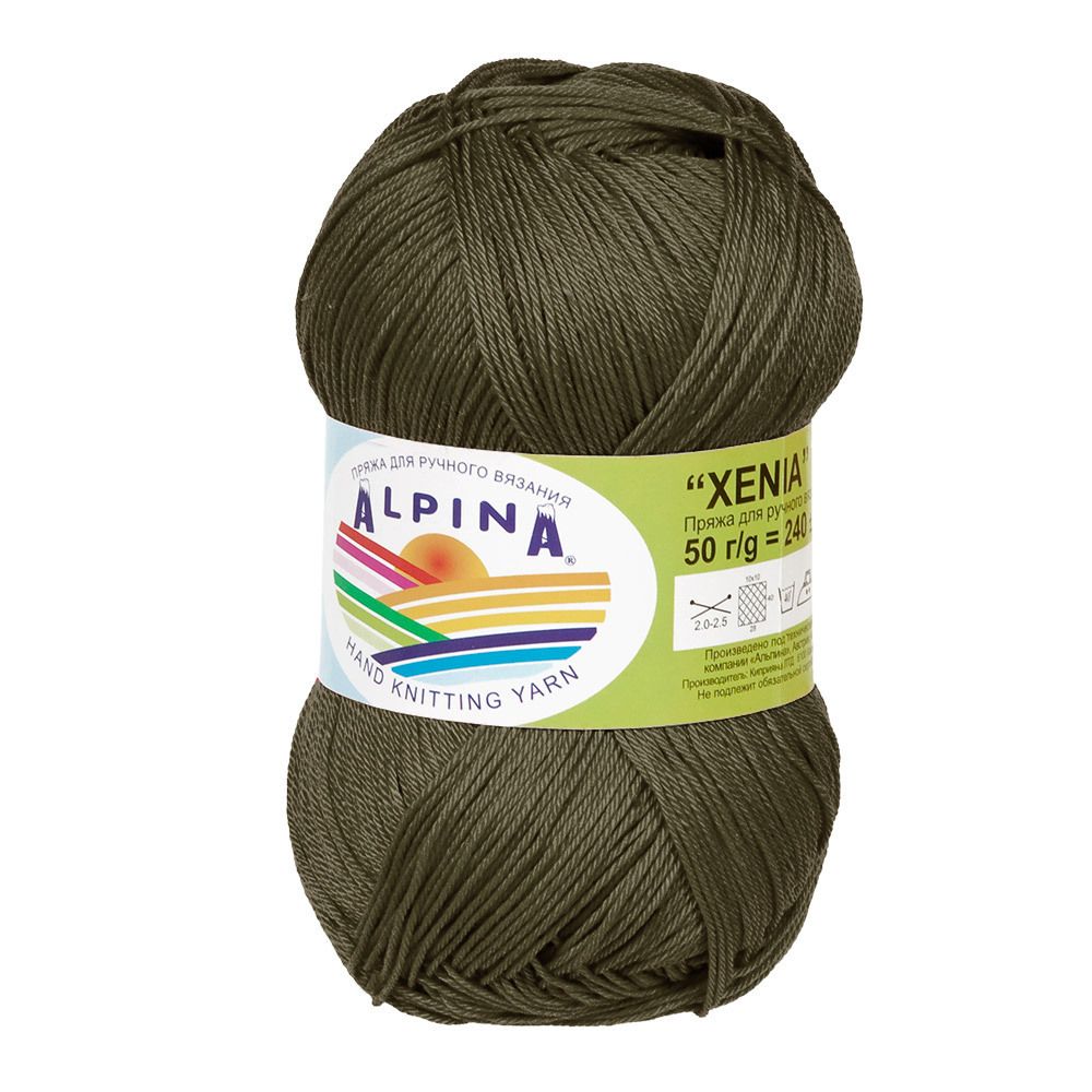 Пряжа Alpina Xenia / уп.10 мот. по 50г, 240м, 514 т.оливковый