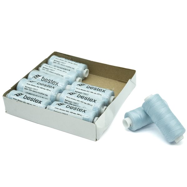 Нитки швейные бытовые Bestex 40/2, 365 м (400 ярд) / 10 кат., 354 нежно-голубой лед