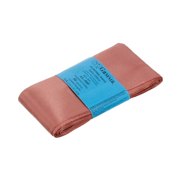 Лента атласная 1-сторонняя 50.0 мм / 5 шт по 5.4 метра, №147 грязно-розовый, Gamma AL-50P