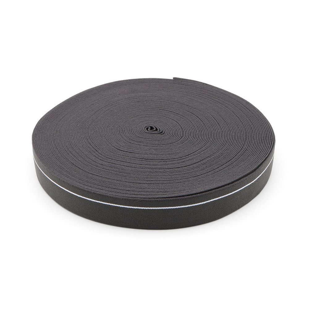 Резинка для мужских трусов и боксеров 30.0 мм / 25 метров, тканая мягкая, 21 г/м, т.серый/белый полоса