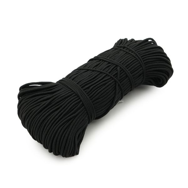 Резинка шляпная (шнур эластичный) ⌀1.5 мм / 50 метров, черный