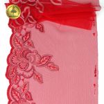 Кружево на сетке (вышитое) 240мм цв.бордо, правая, 6,2м, Kruzhevo