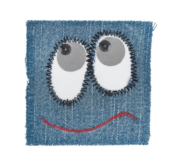 Термоаппликация квадрат джинс, 6 шт, Смайл 1 7х7 см, Blitz