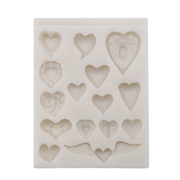 Молд силикон (для свечей, мыла, смолы, гипса) 7.5х9.5 см Сердечки, 23617