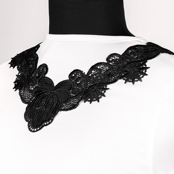 Пришивной кружевной воротник 23.5х24,3 см, цв.02 черный, уп.5 шт, диз.HX-33, Kruzhevo