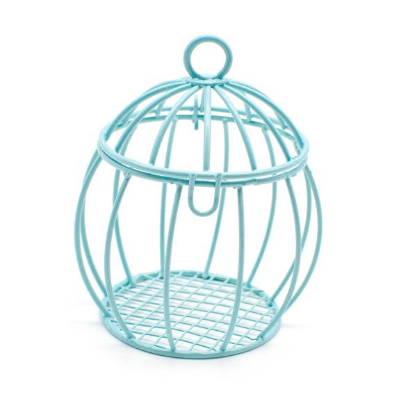 Миниатюра кукольная: Клетка (5,5х7,5), металл, бирюзовый Y-5575