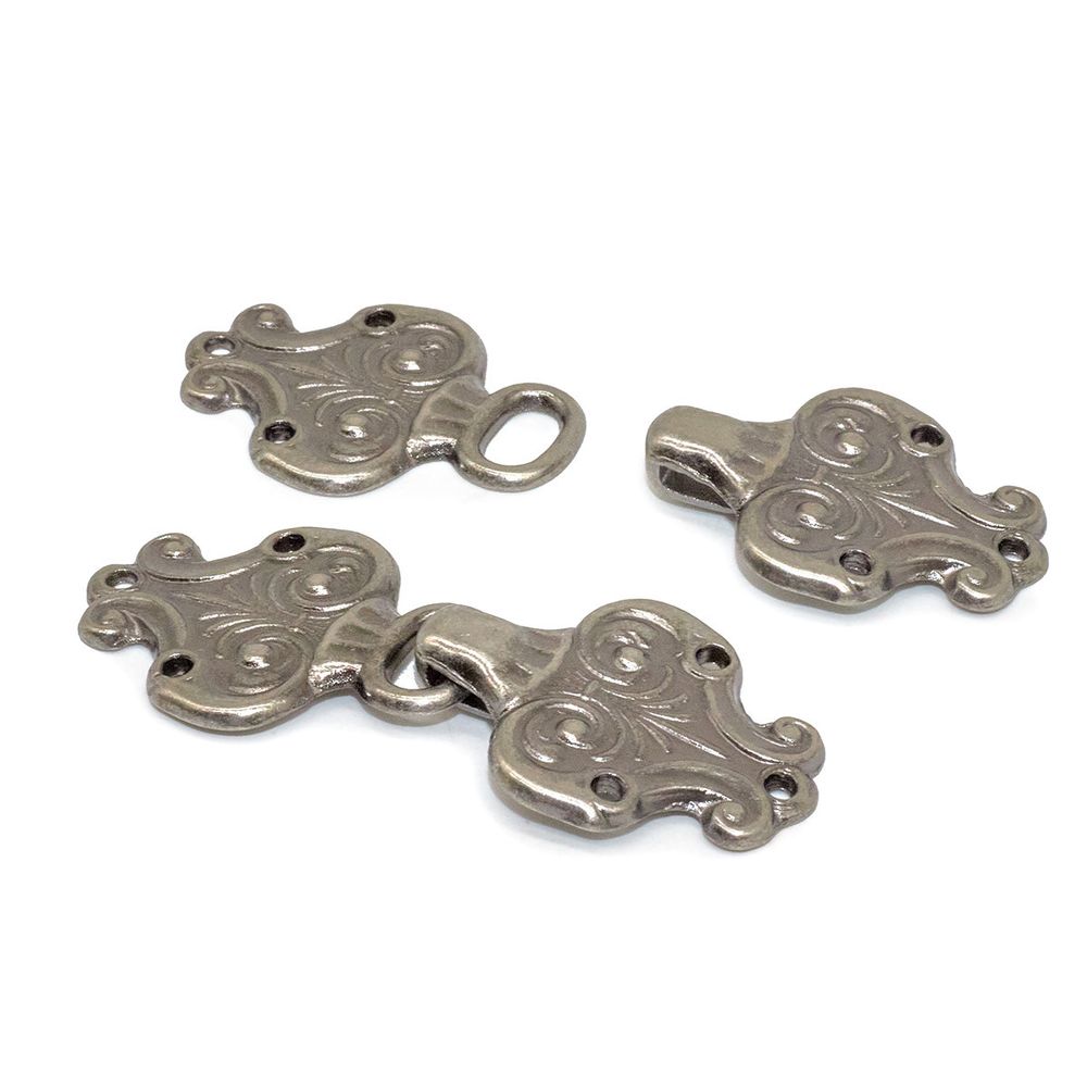 Крючки пришивные декоративные 50х19 мм, металл, т.серебро, 10 шт, BIG