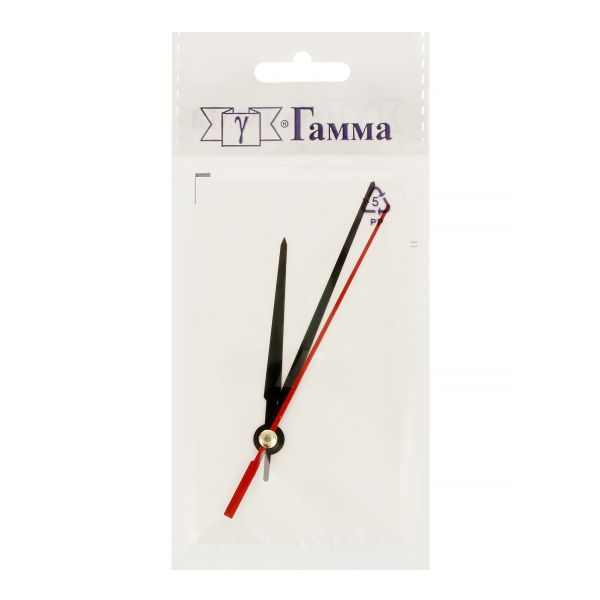 Стрелки для часовых механизмов (часовая/минутная/секундная) ЧМС, 5 шт, 65/90/85 мм, (черный/красный), ЧМС