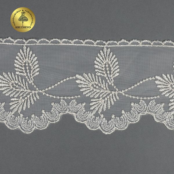 Кружево на сетке широкое 105 мм, 40483, цв.W0115 молочный уп.13.7м, Kruzhevo