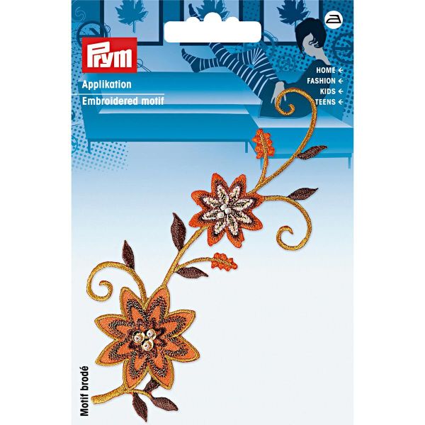 Термоаппликация Вьюнчик с бусинами, 4х12 см, оранж./кор. цв. Prym, 926330