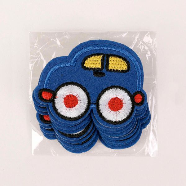 Термоаппликация машинка 6,5х5см, синий, 10 шт