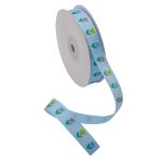 Лента репсовая (в рубчик) Тюльпаны, 15 мм, 22,5м (голубой)
