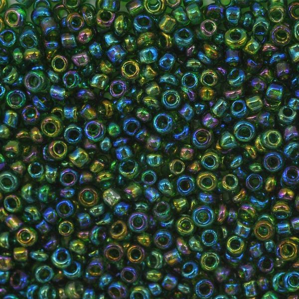 Бисер Astra&Craft 11/0 (2.1 мм), 200 г (10х20 г), цв. 167В зеленый/прозр.радужный