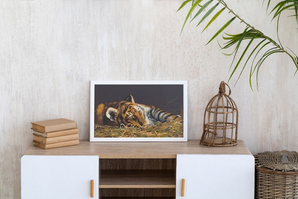 Алмазная (кристальная) мозаика Фрея, Тигренок, 50х30 см
