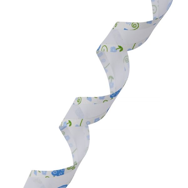 Тесьма отделочная Завитки, 25 мм, 25 м, 04 белый/синий