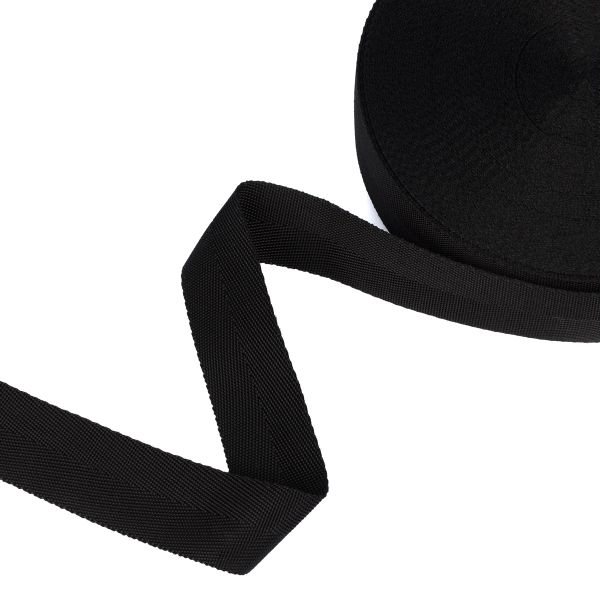 Стропа (ременная лента) 35 мм / 25 метров, толщ. 1.13 мм, [14.4 г/пог.м], 100% п/а, рис. 9358, черный, Gamma С3765Г17