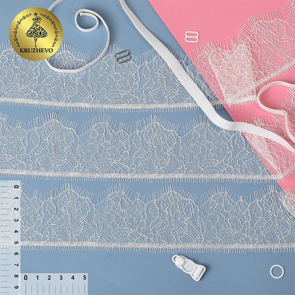 Кружево шантильи (реснички) 55 мм, диз. 229, цв.01 белый уп. 15 м, по 3 м, Kruzhevo