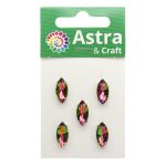 Хрустальные стразы в цапах формы миндаль, радужный 7х15 мм, 5 шт., МЦ003НН715