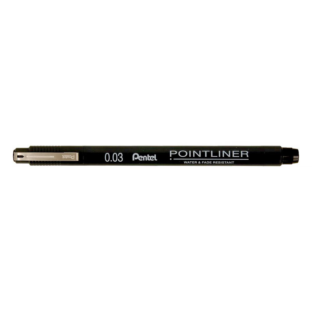 Линер Pentel Pointliner 0.03 мм, 12 шт, S20P-03A черные чернила