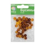 Бусины пластик ⌀8 мм, 5716 "Янтарь", 20 г, Астра