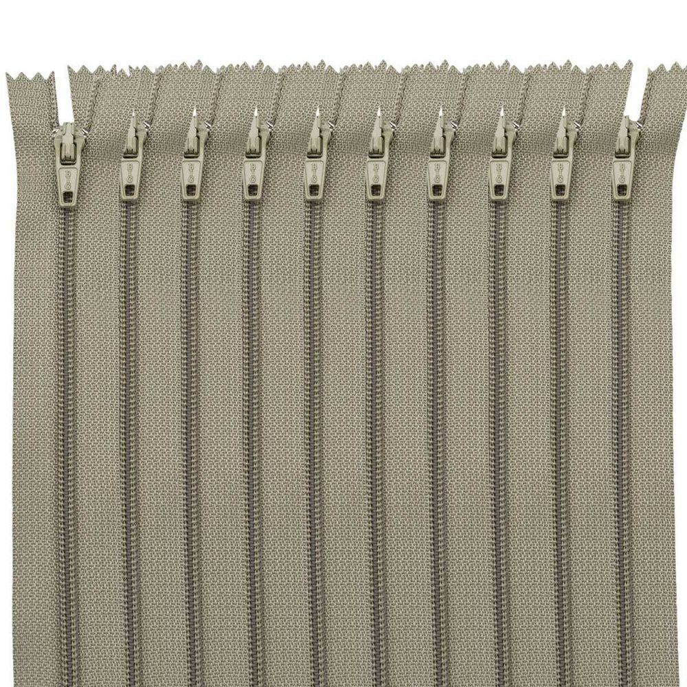 Молния спираль (витая) брючная Т3 (3 мм) 1 зам., н/раз., 20 см, автомат, олив, 30125, 10 шт