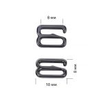 Крючки для купальника металл 8.0 мм, черный никель, 9008.0.SW, 100 шт