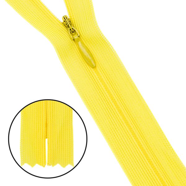 Молния потайная (скрытая) Т3 (3 мм) 1 зам., н/раз., 20 см, нейлон, F110 жёлтый, 10 шт