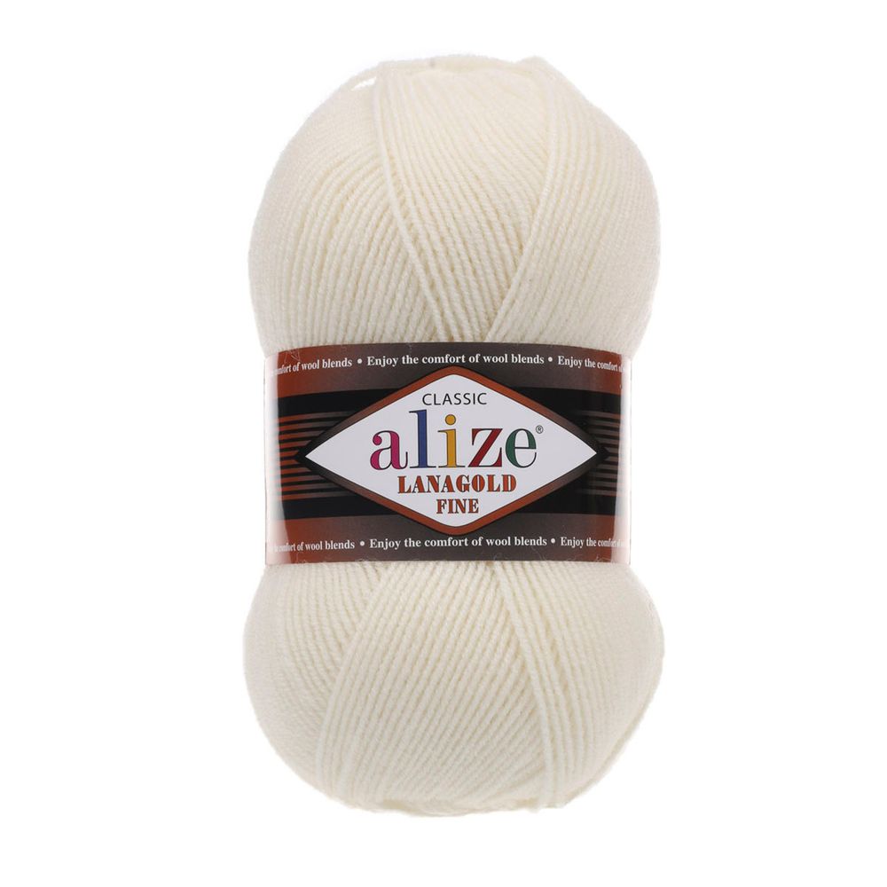 Пряжа Alize (Ализе) Lana Gold Fine / уп.5 мот. по 100 г, 390м, 062 молочный A