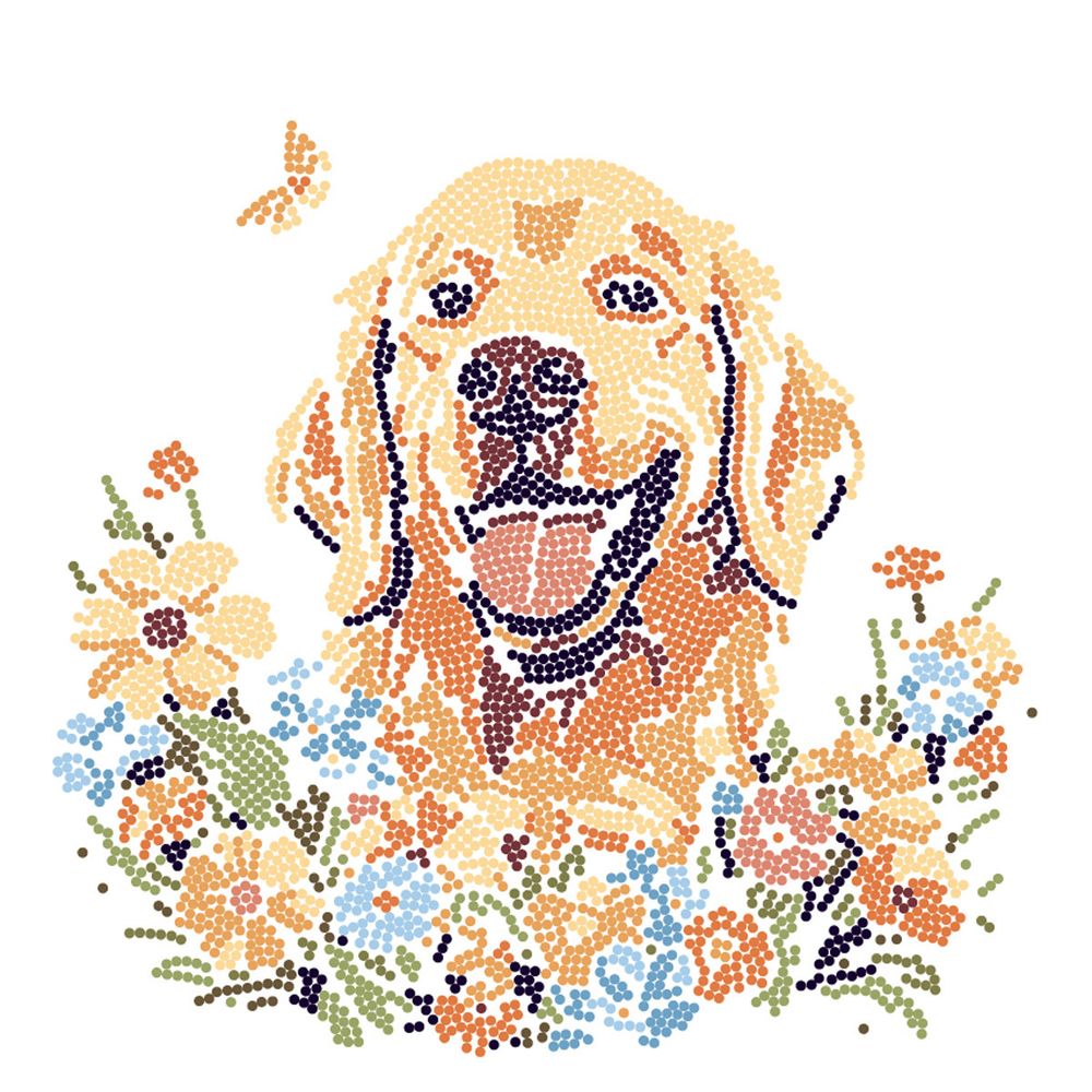 Алмазная (кристальная) мозаика Фрея ALBP-259, постер Собачка в цветах, 30х30 см