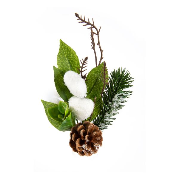 Веточка декоративная хвойная с шишкой и ягодами 34 см, 3 шт, 01, Blumentag