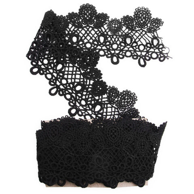 Кружево гипюр (плетёное) 95 мм / 9.14 метров, матовое, C580 черный