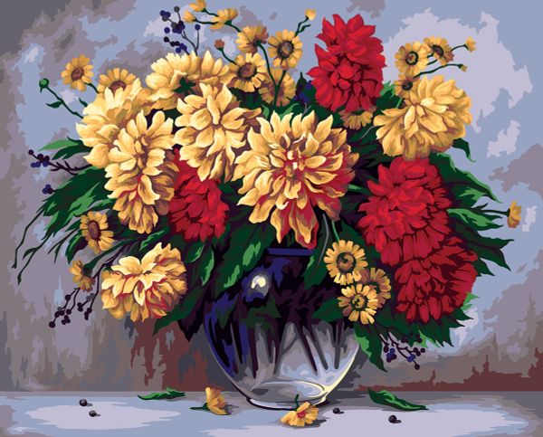 Картина по номерам Фрея PNB/PL-147, Букет георгинов, 50х40 см